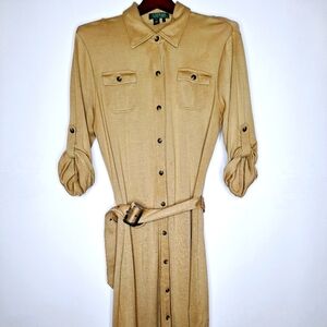 Lauren Ralph Lauren brand" The Silk Safari" Button-down belted dress size large.